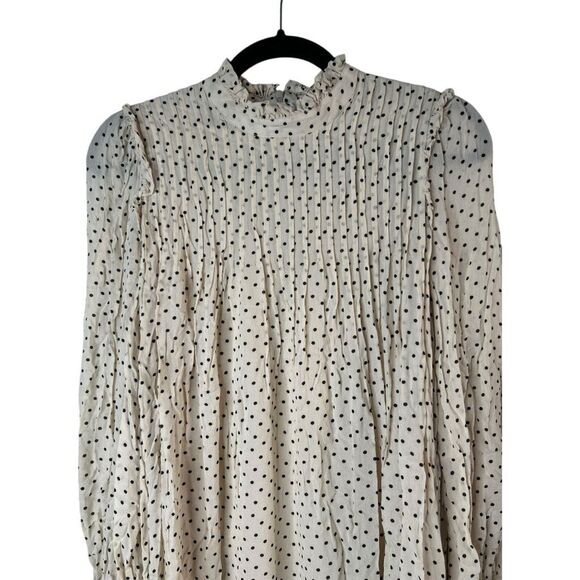 Ganni Revolve Printed Georgette Mini Dress polka Dot Size EU 36 US NWOT - Picture 2 of 9